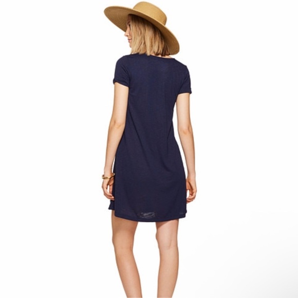 LILLY PULITZER Maisy Swing T-Shirt Dress in True Navy | Short Sleeve Mini Medium - Picture 3 of 8